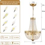 KAERDI Mini French Empire Crystal Chandelier 4 Lights Pendant Lighting Fixture for Dining Living Room Foyer Kitchen Bedroom Entryway,Antique Brass,E12,19.7" Hx12.6 W - Image 3