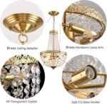 KAERDI Mini French Empire Crystal Chandelier 4 Lights Pendant Lighting Fixture for Dining Living Room Foyer Kitchen Bedroom Entryway,Antique Brass,E12,19.7" Hx12.6 W - Image 4