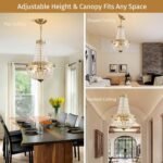 KAERDI Mini French Empire Crystal Chandelier 4 Lights Pendant Lighting Fixture for Dining Living Room Foyer Kitchen Bedroom Entryway,Antique Brass,E12,19.7" Hx12.6 W - Image 5