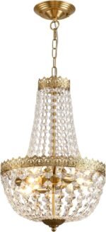 KAERDI Mini French Empire Crystal Chandelier 4 Lights Pendant Lighting Fixture for Dining Living Room Foyer Kitchen Bedroom Entryway,Antique Brass,E12,19.7" Hx12.6 W - Image 8