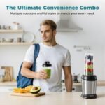OLIXIS Smoothie Blender, Personal Blenders for Kitchen with 17 24 34 oz BPA-Free Portable Cups, Mini Smoothie Maker for Shakes, Sauces, Juice and Ice Crushing, Silver - Image 3