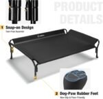 Veehoo Cooling Elevated Dog Bed, Raised Pet Cot with Guardrail & Slope Headrest, Durable & Breathable Teslin Mesh, Non-Slip Feet, Washable Dog Sofa Bed for Indoor & Outdoor, Large 47" x 32", Black - Image 5