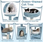 Yaheetech 61in Tall Ocean-Themed Cat Tree, Multi-Level Cat Tower with Shark's Mouth-Shaped Nest, Fish-Shaped Platform, Sisal Scratching Posts, Plush Pet Bed Furniture as Kitty Activity Center - Image 4