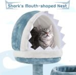 Yaheetech 61in Tall Ocean-Themed Cat Tree, Multi-Level Cat Tower with Shark's Mouth-Shaped Nest, Fish-Shaped Platform, Sisal Scratching Posts, Plush Pet Bed Furniture as Kitty Activity Center - Image 5