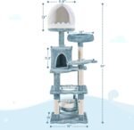 Yaheetech 61in Tall Ocean-Themed Cat Tree, Multi-Level Cat Tower with Shark's Mouth-Shaped Nest, Fish-Shaped Platform, Sisal Scratching Posts, Plush Pet Bed Furniture as Kitty Activity Center - Image 6