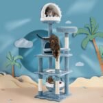 Yaheetech 61in Tall Ocean-Themed Cat Tree, Multi-Level Cat Tower with Shark's Mouth-Shaped Nest, Fish-Shaped Platform, Sisal Scratching Posts, Plush Pet Bed Furniture as Kitty Activity Center - Image 8
