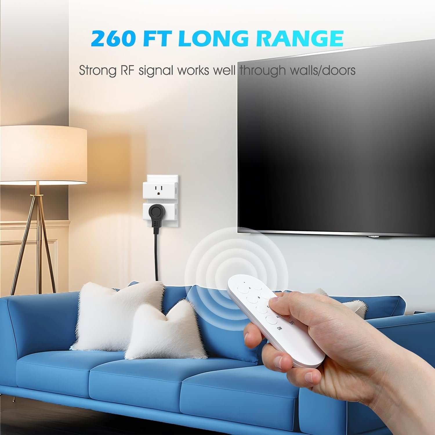 SURNICE Remote Control Outlet 15A Wireless Light Switch for Household Appliances, 260 FT Range, Electrical Outlet Switch, FCC Certified, ETL Listed, 4 Outlets + 1 Remote - Image 3