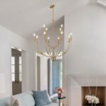 ACANER Modern Gold Chandelier, 12- Light Large Chandelier for High Ceilings, 35 inch 2-Tier Candle Style Rustic Hanging Light Fixture for Living Room Foyer Entryway - Image 6
