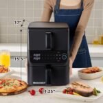 Elite Gourmet Dual Stacked Air Fryer, 10.5 Qt Capacity, PFAS Free Nonstick, 10 Presets, SYNC Cook & SYNC Finish, Adjustable Time & Temp, 1700-Watts, 34 Delicious Recipes, Black - Image 4