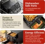 Elite Gourmet Dual Stacked Air Fryer, 10.5 Qt Capacity, PFAS Free Nonstick, 10 Presets, SYNC Cook & SYNC Finish, Adjustable Time & Temp, 1700-Watts, 34 Delicious Recipes, Black - Image 7