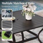 MIXPATIO 5 Pieces Patio Table and Chairs Set, 4 Person Outdoor Dining Furniture Set, 4 Brown Textilene Chairs and 37" Square Metal Table with Umbrella Hole, for Deck Backyard Lawn - Image 6