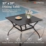 MIXPATIO 5 Pieces Patio Table and Chairs Set, 4 Person Outdoor Dining Furniture Set, 4 Brown Textilene Chairs and 37" Square Metal Table with Umbrella Hole, for Deck Backyard Lawn - Image 7