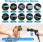 Dog Shower Attachment Water Hose Nozzle Sprayer Set with Metal 3-Way Diverter & 6.6 Ft Long Hose, Tub Faucet for Shower Arm Easy Faucet Pup Pet Bathing Sprayer Washer Kit - Image 5