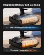 Tineco Floor One S9 Artist Pro Wet Dry Vacuum Cleaner, 22kPa Suction, 360° SmoothDrive, Anti-Tangle Design, 185°F Flashdry, 75 Min Runtime, Dual-Edge Cleaning, 180° Lay-Flat - Image 6