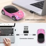 ASHATA 2.4G Car Mouse with USB Reciver 1600DPI Optical Mouse for PC Computer Laptop Tablet, High Cute Mouse for XP//Win7/ME/2000/for OS (Pink) - Image 3