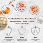 Stand Mixer 9 IN 1, 850W Tilt-Head Multifunctional Electric Mixer with 8 QT Stainless Steel Bowl, 1.5L Glass Jar, Meat Grinder, Hook, Whisk, Beater Dishwasher Safe (Black) - Image 6