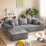 Homall 108" Modular Sectional Sofa, Boneless Couch with L-Shape Chaise, Cloud Couch with Deep Seat Upholstered, No Assembly Required for Living Room, Bedroom (Corduroy, Grey) - Image 4