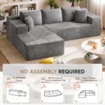 Homall 108" Modular Sectional Sofa, Boneless Couch with L-Shape Chaise, Cloud Couch with Deep Seat Upholstered, No Assembly Required for Living Room, Bedroom (Corduroy, Grey) - Image 7