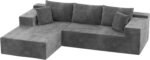 Homall 108" Modular Sectional Sofa, Boneless Couch with L-Shape Chaise, Cloud Couch with Deep Seat Upholstered, No Assembly Required for Living Room, Bedroom (Corduroy, Grey) - Image 9