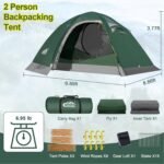 2 Person Backpacking Tent, Waterproof 4 Season Tent, Windproof Cold Weather Winter Tent for Camping, Hiking, Hunting, Cycling - Image 7