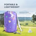 Wake In Cloud - Kids Sleeping Bag for Girls Toddlers, Camping in Warm Cold Weather, Backpacking Lightweight Compact Outdoor Liner for 3 Seasons, Unicorns Stars Hearts - Image 5