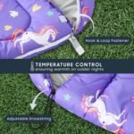 Wake In Cloud - Kids Sleeping Bag for Girls Toddlers, Camping in Warm Cold Weather, Backpacking Lightweight Compact Outdoor Liner for 3 Seasons, Unicorns Stars Hearts - Image 6