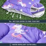 Wake In Cloud - Kids Sleeping Bag for Girls Toddlers, Camping in Warm Cold Weather, Backpacking Lightweight Compact Outdoor Liner for 3 Seasons, Unicorns Stars Hearts - Image 7
