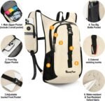 Seektop 20L Small Hiking Backpack for Women Men, Lightweight Hiking Packable Daypack with Phone Pocket for Travel Camping (Beige, 20L) - Image 4