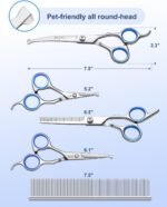 Fiurfiy 6-in-1 Dog Grooming Scissors - Professional Stainless Steel Hair Cutting Kit with Safety Rounded Tips, Ergonomic Soft-Grip Handles for Small & Large Dogs, Cats - Image 3