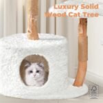 Easyego Modern Cat Tree, Aesthetic Wood Cat Tree Tower for Large Cats, Luxury Cat Condo with Scratching Posts and Flower Platforms, Cat Furniture by Easyego, (Rabbit Hair - White) - Image 3
