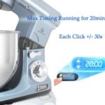 MURENKING Professional Stand Mixer, 6-Qt with Timer, MK37 500W 6-Speed Tilt-Head Food Electric Mixer Kitchen Machine,Plastic (Silver Blue) - Image 4