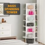SpaceAid 7 Tier Rotating Shoe Rack Tower, Spinning Shoe Display Lazy Susan, Revolving 360 Shoe Rack Storage Round Carousel, Vertical Handbag Rotate Shoes Closet Organization (7-Tier White) - Image 5