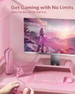 JoyReken 4-Port USB 3.0 Hub, FlyingVHUB Vertical Data USB Hub with 2 ft Extended Cable, for Mac, PC, Xbox One, PS4, PS5, iMac, Surface Pro, XPS, Laptop, Desktop, Flash Drive, Mobile HDD(Pink) - Image 5