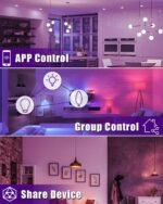 6 Pack E12 Smart Candelabra Light Bulbs – RGB + Tunable White Type B Smart LED Bulb Music Sync, Schedule & Group Control, Candle Bulb Compatible with Alexa & Google Home for Chandelier, 5W (50W Eq.) - Image 4