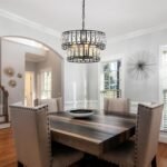Tunkayli Dining Room Chandeliers K9 Crystal Black Metal Chandelier Modern 2-Tier Drum Farmhouse 16in Contemporary Round Light Fixture for Bedroom Entryway Kitchen Island Living Room - Image 4