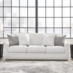 Signature Design by Ashley Maitelynn Contemporary Sofa with Accent Pillows, Reversible Cushions and Sloped Arms, Light Gray - Image 3