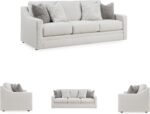 Signature Design by Ashley Maitelynn Contemporary Sofa with Accent Pillows, Reversible Cushions and Sloped Arms, Light Gray - Image 7