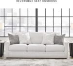 Signature Design by Ashley Maitelynn Contemporary Sofa with Accent Pillows, Reversible Cushions and Sloped Arms, Light Gray - Image 8