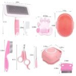 9PCS Small Animal Grooming Kit, Cleaning Brush Removes Loose Hair, Pet Bath Brush,Shampoo Brush, Nail Clipper, Flea Comb For Rabbit, Puppy, Kitten, Guinea Pig (9PCS-Pink) - Image 3