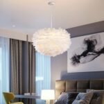 Surpars House White Feather Chandelier Beautiful Pendant Light for Bedroom,Living Room,Girls Room - Image 3