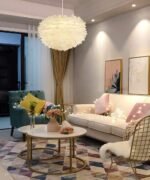 Surpars House White Feather Chandelier Beautiful Pendant Light for Bedroom,Living Room,Girls Room - Image 4
