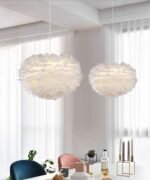Surpars House White Feather Chandelier Beautiful Pendant Light for Bedroom,Living Room,Girls Room - Image 7