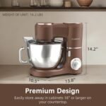 Stand Mixer, 9-Quart Stainless Steel Bowl, 660W Professional Power, Multiple Speed Options, Sturdy Design, Easy to Clean, Lifetime Support, SM-1550(Caramel) - Image 3