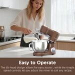 Stand Mixer, 9-Quart Stainless Steel Bowl, 660W Professional Power, Multiple Speed Options, Sturdy Design, Easy to Clean, Lifetime Support, SM-1550(Caramel) - Image 5