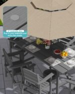 PLUUV Outdoor HDPE Dining Set, 7 Pieces Outdoor Furniture with Large Table& 6 Chairs, All-Weather Patio Dining Set for Lawn, Garden, Backyard, Gray - Image 5