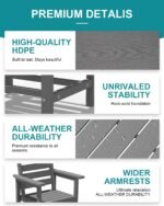 PLUUV Outdoor HDPE Dining Set, 7 Pieces Outdoor Furniture with Large Table& 6 Chairs, All-Weather Patio Dining Set for Lawn, Garden, Backyard, Gray - Image 6