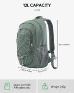 WATERFLY 12L Small Hiking Backpack: Day Pack Lightweight Travel Bag Camping Fitness Cycling Outdoor Sports Daypack For Women Men - Image 3