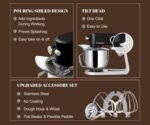 Stand Mixer All Metal - Heavy Duty Kitchen Standing Mixer 5.3 Quart with 4 Stainless Steel Attachments, DC Motor & Multifunctional Power Hub, 8-Speed & Timer, Lower Noise (Black) - Image 8