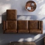 Vesgantti 100" PU Faux Leather Sofa with Movable Ottoman, 3 Seater L Shaped Leather Sectional Couch with Side Pocket, Comfy Mid Century Modern Modular Couch for Living Room, Apartment, Cocoa - Image 9