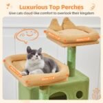 Taoqimiao Cactus Cat Tree, 71-Inch Cat Tower for Indoor Cats Large Adult, Multi-Level Large Cat Condo, 8 Sisal Scratching Posts, Metal Frame Cozy Hammock, Scratch Board, 2 Top Perches, MSC026L - Image 6